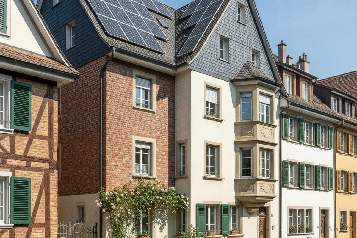 Photovoltaik-Anlage auf einem Haus in Basel