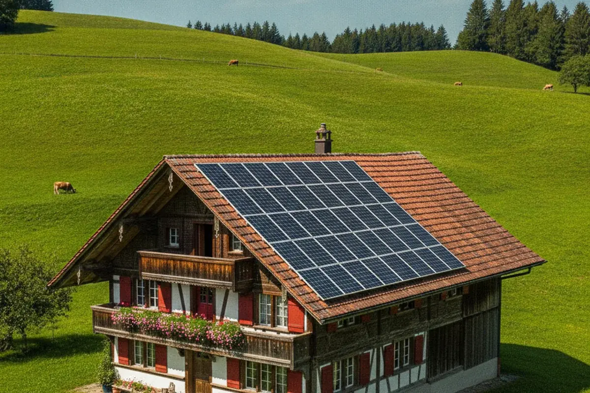 Photovoltaik-Anlage auf einem Haus in Bern