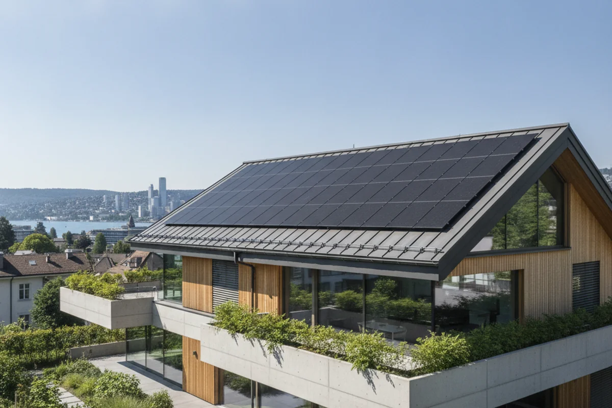 Photovoltaik-Anlage auf einem Haus in Zürich