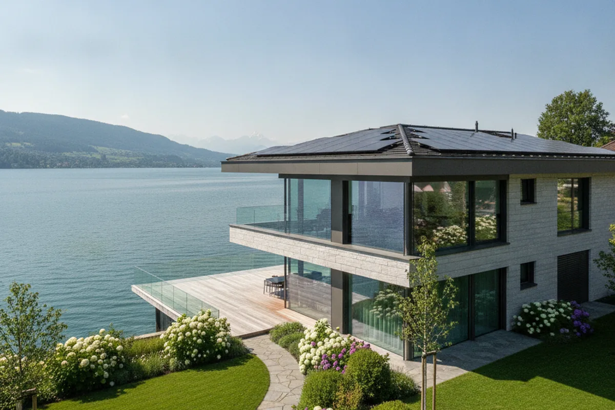 Photovoltaik-Anlage auf einem Haus in Zug